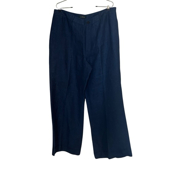 Ralph Lauren women’s pants 100% linen blue denim wide leg flares boho size 16 - Picture 1 of 14